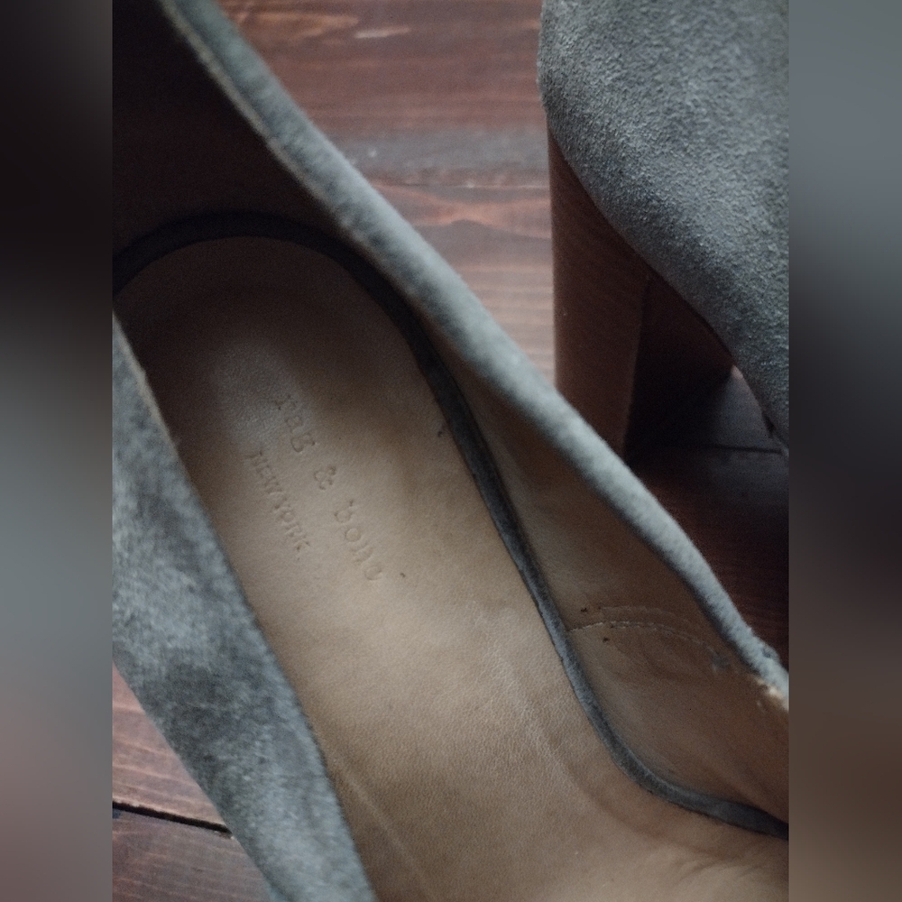 Rag & Bone Myra Suede Peep Toe Block Heels - Picture 7 of 10